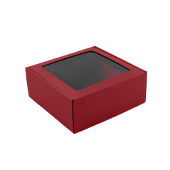 Red Large Square Gift Box with Clear Window | 220x220x90 мм |Superbox