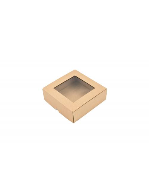 Ruda kvadratinė dėžutė su langeliu arbatai iš mikrogofros