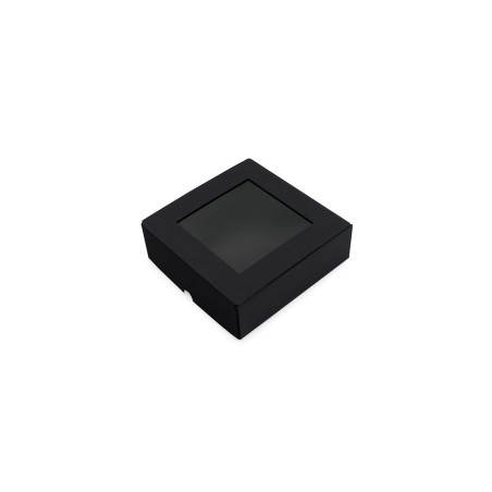 Чёрная квадратная коробка с окошком, 150x150x50 mm