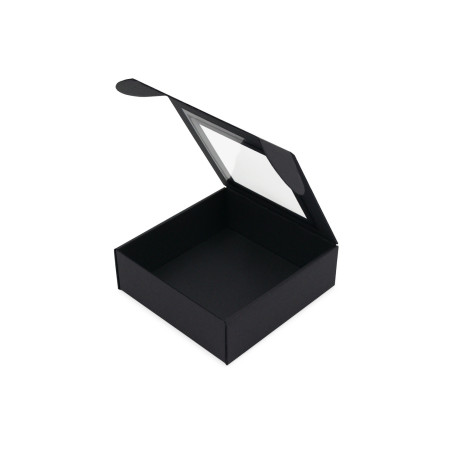 Black Square Gift Box with Clear Window for Tea