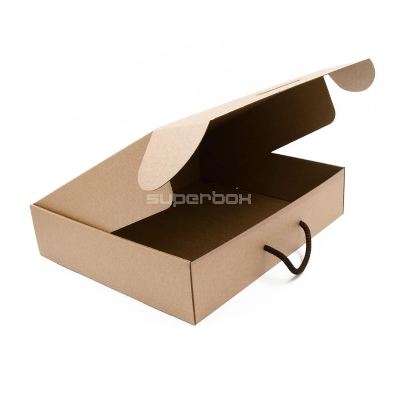 Brown Large Gift Box of Suitcase Type with Textile Handle