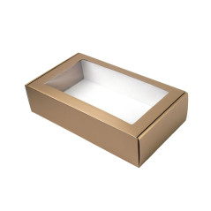 Muted Gold Gift Box with Clear Window | 340х195х85 мм | Superbox