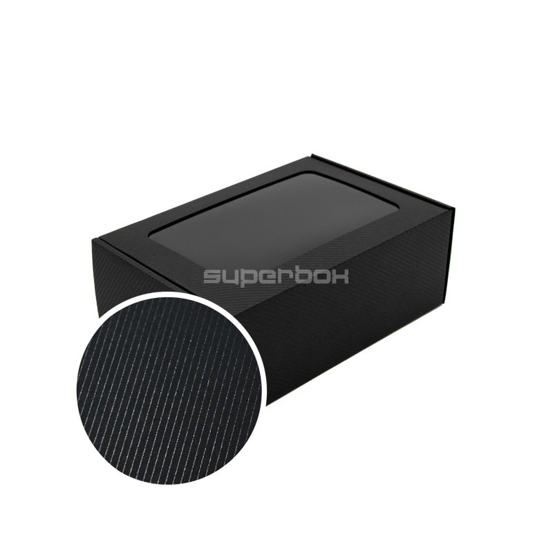 Black A5 Size Gift Box with Clear Window and Blacklines