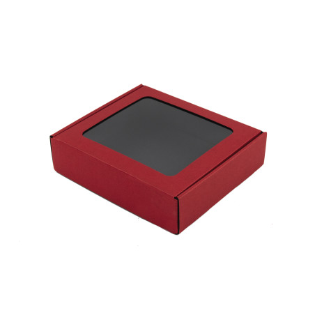 Red Small Gift Box with PVC Window | 190x170x48 mm | Superbox