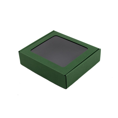 Green Small Gift Box with Window | 190x170x48 mm | Superbox