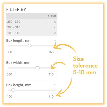 Search for Superbox boxes by their dimensions