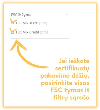 Superbox dėžių paieška su FSC sertifikatu