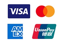 VISA-, Mastercard-, American Express- tai Union Pay International -pankkikorteilla