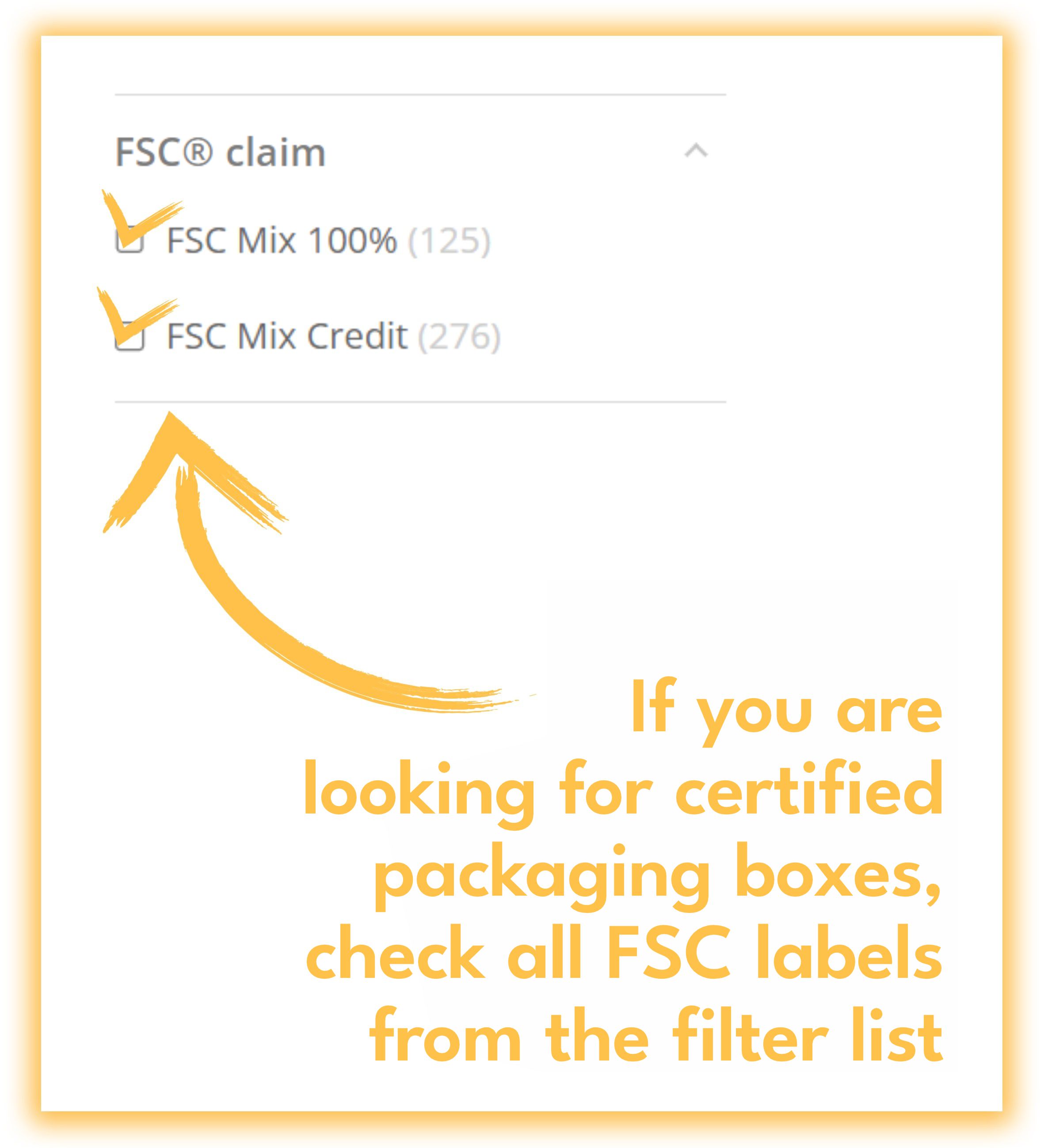 Search for Superbox boxes according to FSC<sup>®</sup> certificate