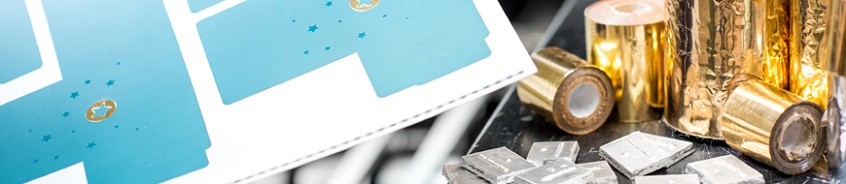 Logos with gold foil accents