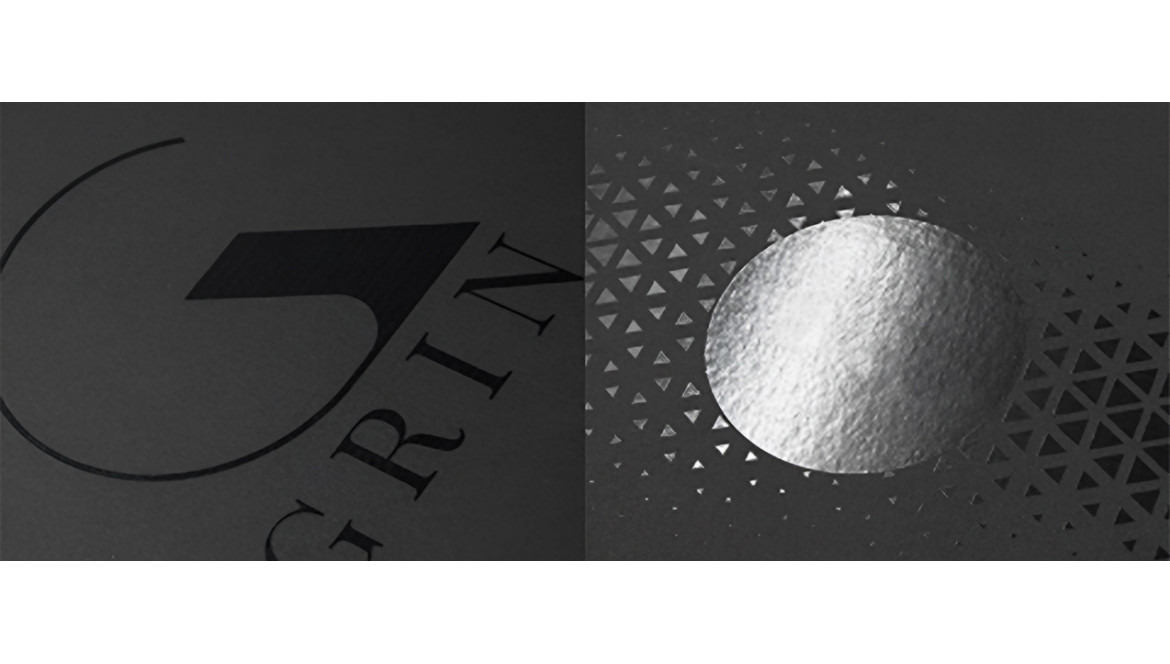 Juoda spauda ir UV lakavimas ant juodų dėžių. Spaudos pavyzdžiai