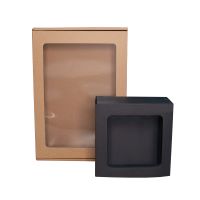 Stačiakampė kraft dėžutė su skaidriu langu ir mažesnė juoda kvadratinė dėžutė